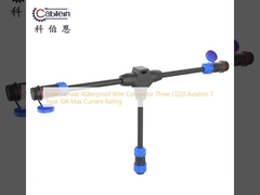 Male Female Waterproof Wire Connector Three LD20 Aviation T Type 10A Max Current Rating