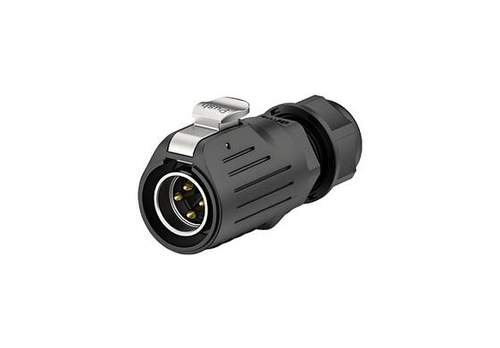 LP20 Type 4-Core Locking Wire 20A Power Flange-Style Metal + Plastic Waterproof Connector