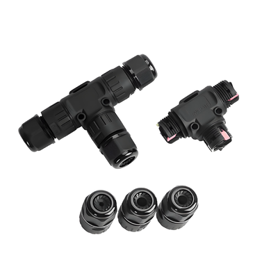 Waterproof Circular Connector 3Pin T-Type 1In2Out Fast Wiring for Industrial Equipment